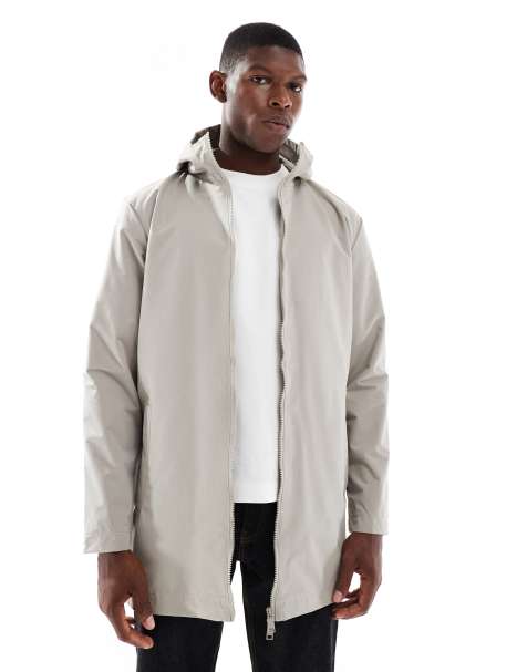 Brave Soul zip through collared jacket with pocket detail in stone - view 1