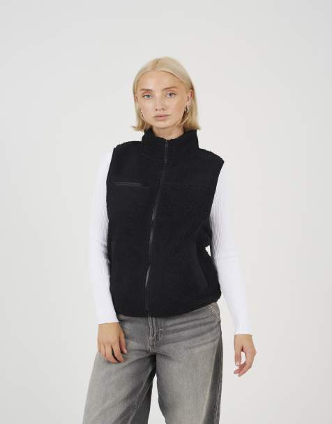 Brave Soul Zip through fleece gilet in black - view 1