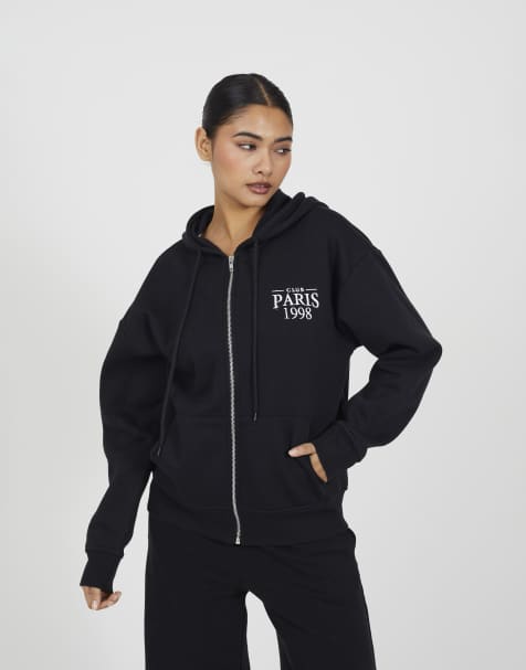 Brave Soul Zip through hoodie in black - view 1