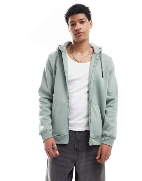 Brave Soul Zip through hoodie in light green - view 1