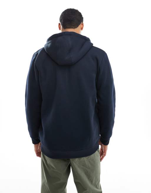 Brave Soul zip through hoodie with draw cord in navy, 3 of 5