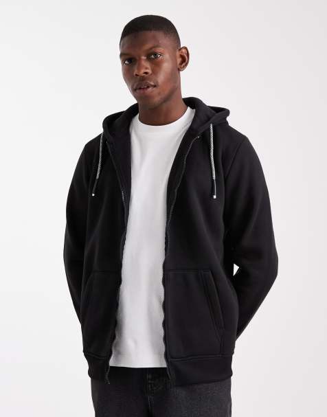 Brave Soul zip through hoodie with drawcords in black - view 1