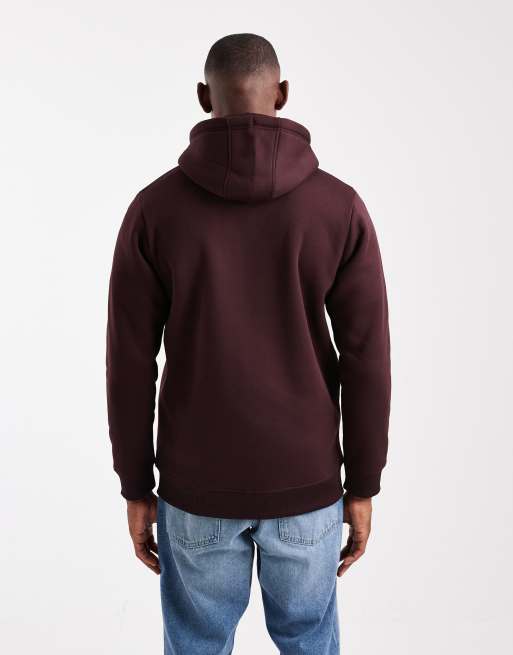 Brave Soul zip through hoodie with drawcords in burgundy, 4 of 5