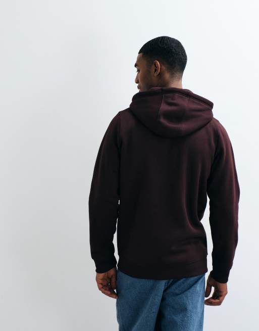 Brave Soul zip through hoodie with drawcords in burgundy, 4 of 5