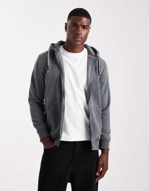 Brave Soul zip-through hoodie with drawcords in charcoal grey - view 1