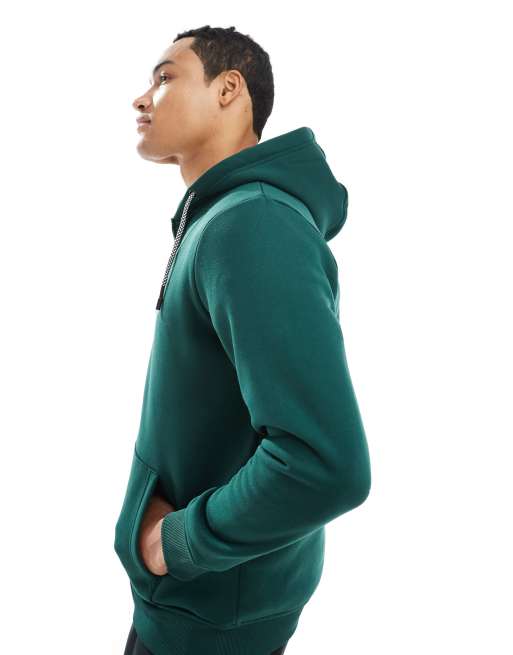 Brave Soul zip through hoodie with drawcords in dark green, 4 of 5
