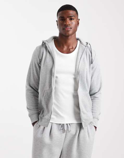 Brave Soul zip-through hoodie with drawcords in light grey - view 1