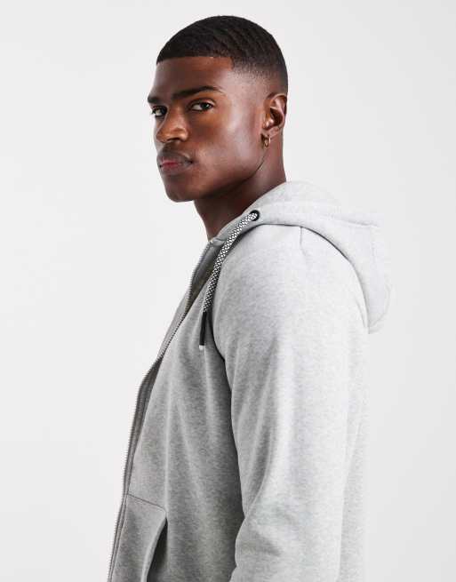 Brave Soul zip-through hoodie with drawcords in light grey, 4 of 5