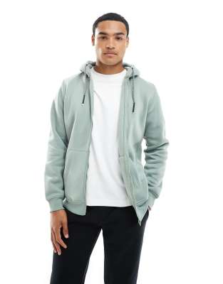 Brave Soul Zip Up Hoodie With Drawstring In Green