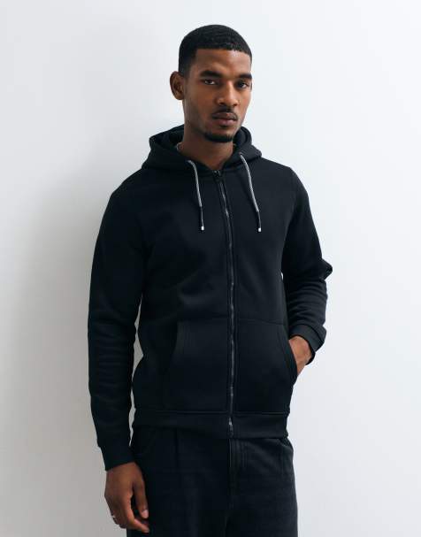 Brave Soul zip up hoodie with drawstrings in black - view 1