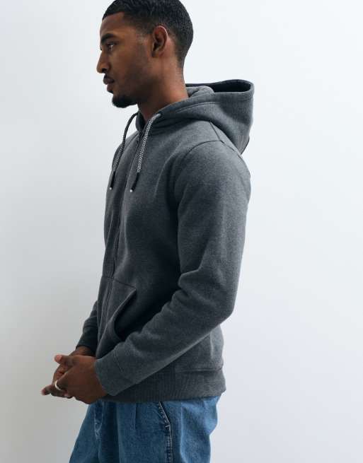 Brave Soul zip up hoodie with drawstrings in charcoal, 3 of 5