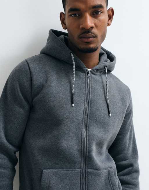 Brave Soul zip up hoodie with drawstrings in charcoal, 4 of 5