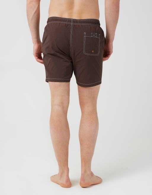 Brave Soul - Zwemshort met contrasterende stiksels in chocoladebruin, 2 van 4