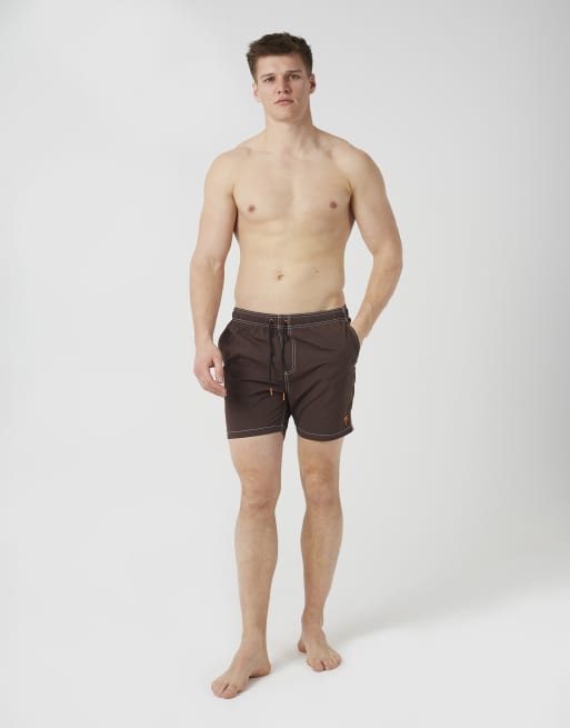 Brave Soul - Zwemshort met contrasterende stiksels in chocoladebruin, 3 van 4