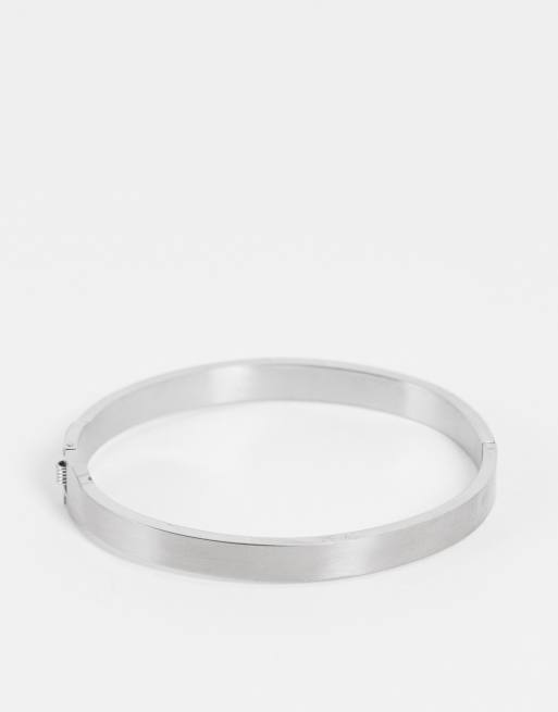 Brazalete plateado con diseño de bisagra de acero inoxidable resistente al agua de ASOS DESIGN 