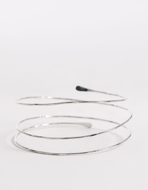 Brazalete plateado con diseño envolvente de DesignB London - view 1