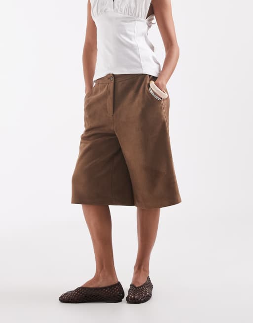 Brązowe bermudy z imitacji zamszu, 5 z 5