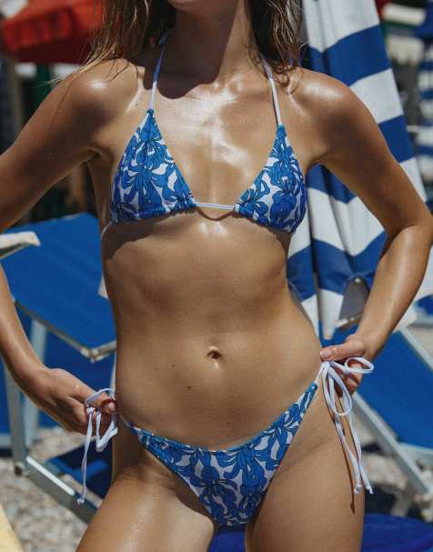 Bright Swimwear Melody marina triangle bikini bottom in floral print