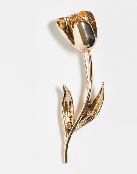 Broche dorado con diseño de tulipán de ASOS DESIGN - view 1