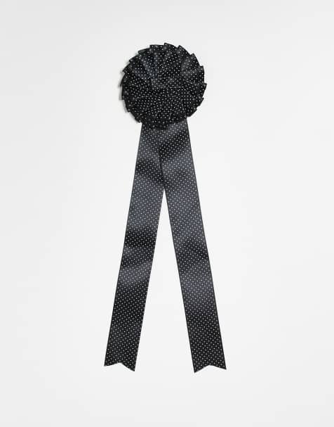 Broche negro y blanco extragrande con flor y estampado de lunares de Reclaimed Vintage - view 1