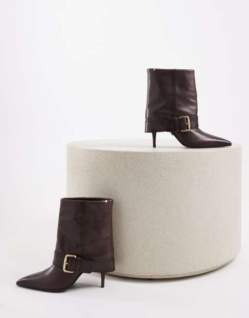 Bronx - Aly-cia - Bottines à talon haut avec boucle et rabat - Grain de café, 3 de 4
