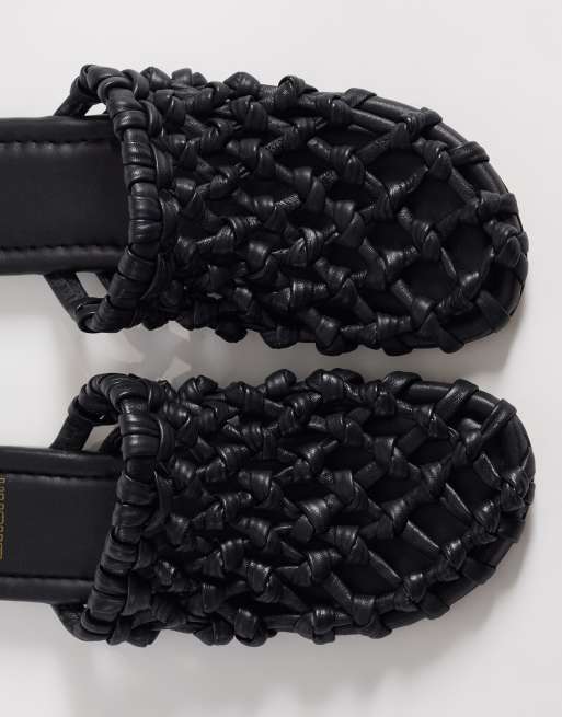 Bronx Ann-aya woven flat mules in black, 4 of 4