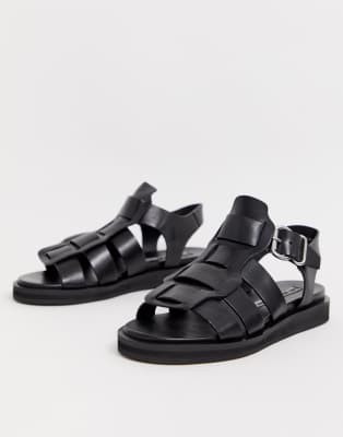 black chunky gladiator sandals