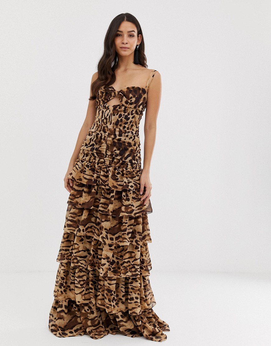 Bronx & Banco Amazon - Lange jurk met dierenprint-Bruin