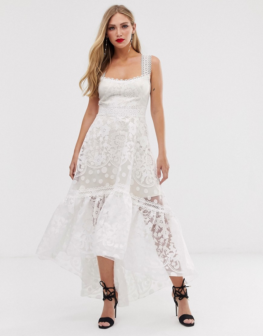 Bronx & Banco - Mariana - Lange jurk met kant-Wit