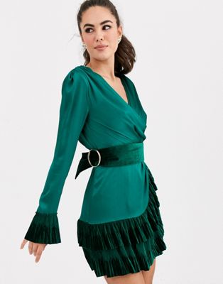 Bronx & Banco - Romi - Mini-jurk met overslag-Groen