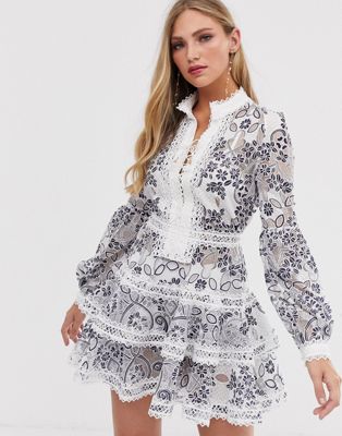 Bronx & Banco - Santorini - Mini-jurk met gehaakt detail-Wit