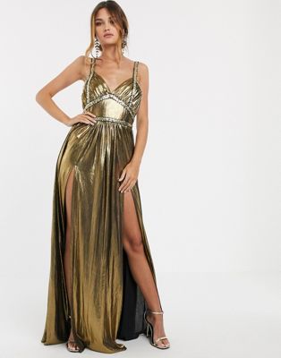 Bronx & Banco - Star - Metallic lange jurk-Goud