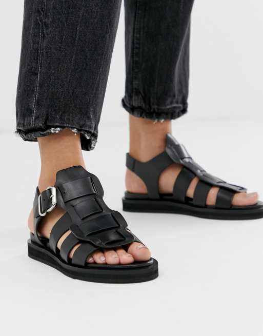 Bronx Black Leather Chunky Gladiator Sandal Asos