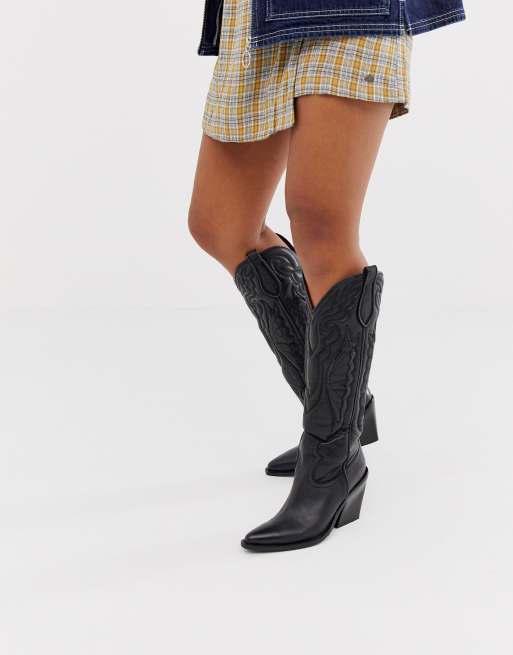 Western style knee hot sale high boots