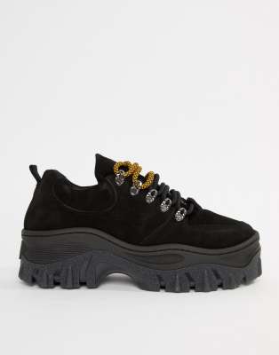 bronx black suede chunky sole trainers
