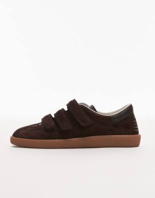 Bronx Bobbie Gum Sole Sneakers With Velcro Straps In Brown