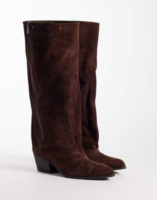 Bronx - Botas western con cremallera Lizz-y en ante color coffee bean, 2 de 4