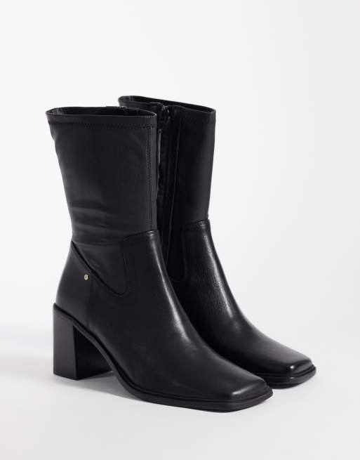 Bronx - Botines de caña alta con puntera cuadrada, tacón ancho y piel negra New-Corfu, 2 de 4
