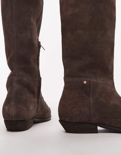 Bronx - Bottes cavalières hauteur genou en daim - Grain de café, 3 de 4