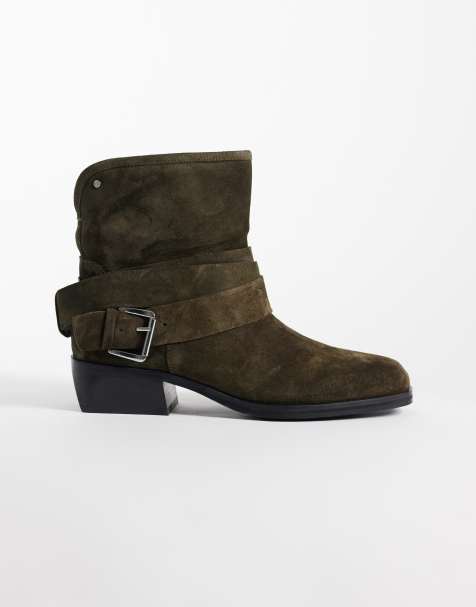 Bronx Brod-ey Stiefeletten mit Schnallendetail in Khaki aus geöltem Wildleder - view 1
