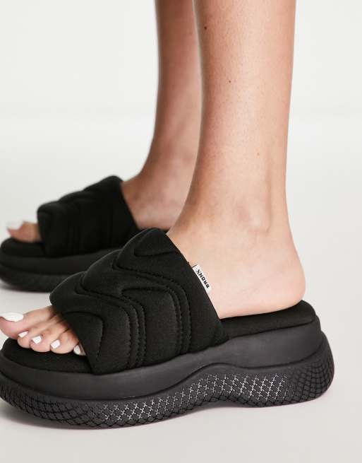 Bronx Bru-te chunky tech sliders in black | ASOS