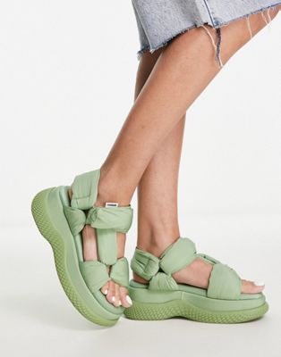 Bronx Bru-te puffy strap chunky sandal in sage green - ASOS Price Checker