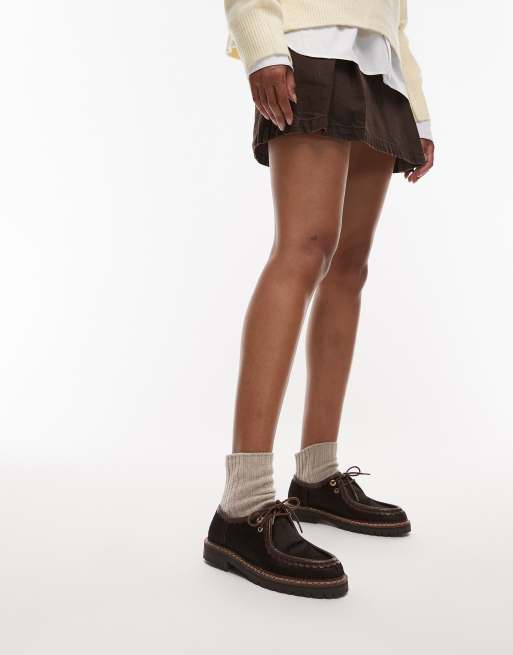 Bronx - Brune loafers med snørebånd og hestehårstekstur, 4 af 4