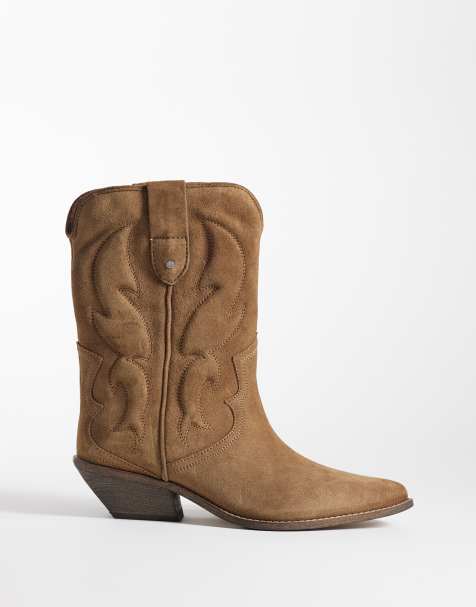 Bronx - Chel-sey - Bottines style western en daim - Délavage naturel foncé - view 1
