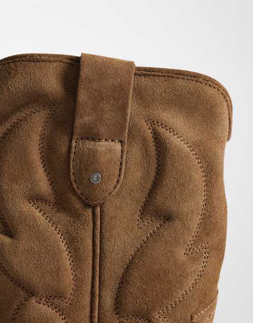 Bronx - Chel-sey - Stivaletti western in camoscio stone wash naturale scuro, 3 di 4