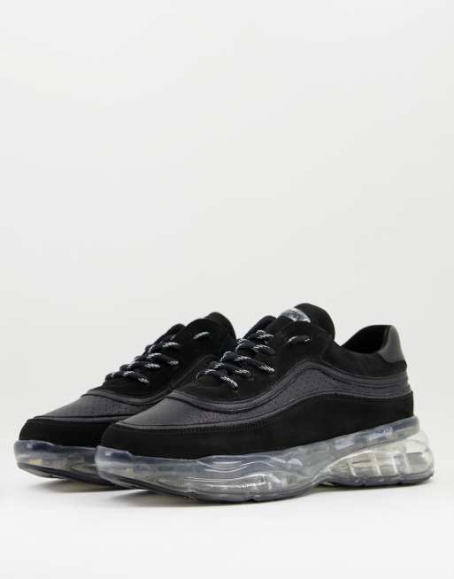 Bronx chunky clear sole trainers in black