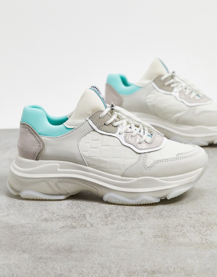 BRONX chunky trainers in pastel leather-White