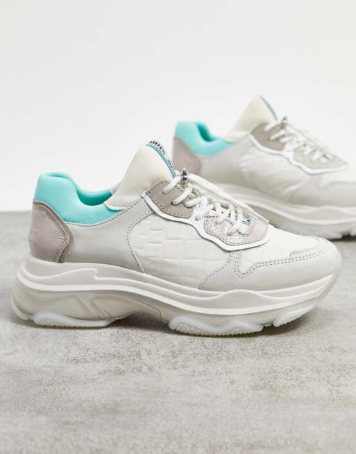 chunky trainers in pastel leather |