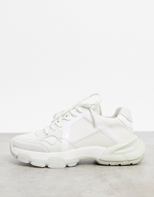 BRONX chunky trainers in white leather