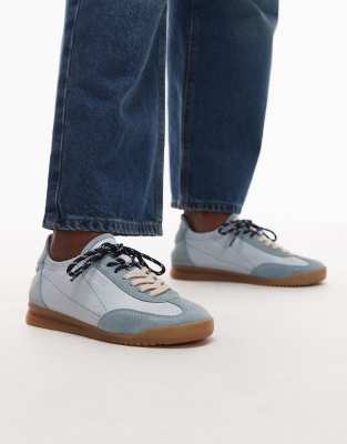 Bronx - Cli-oo - Leder-Sneaker zum Schnüren in Babyblau mit Gummisohle